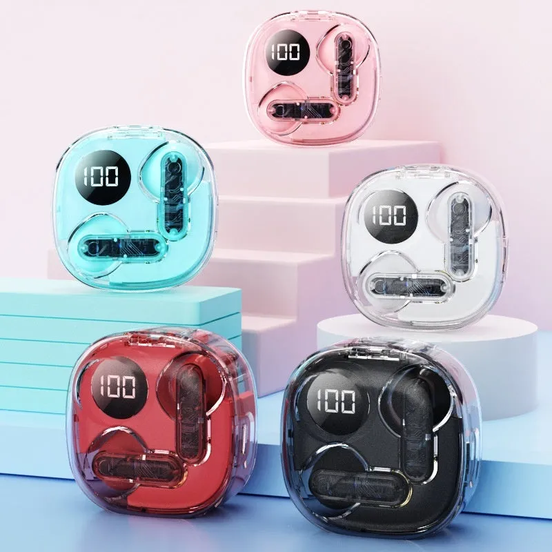 TWS capsule Bluetooth headset with digital display in black, five colour options, in-ear plastic design
