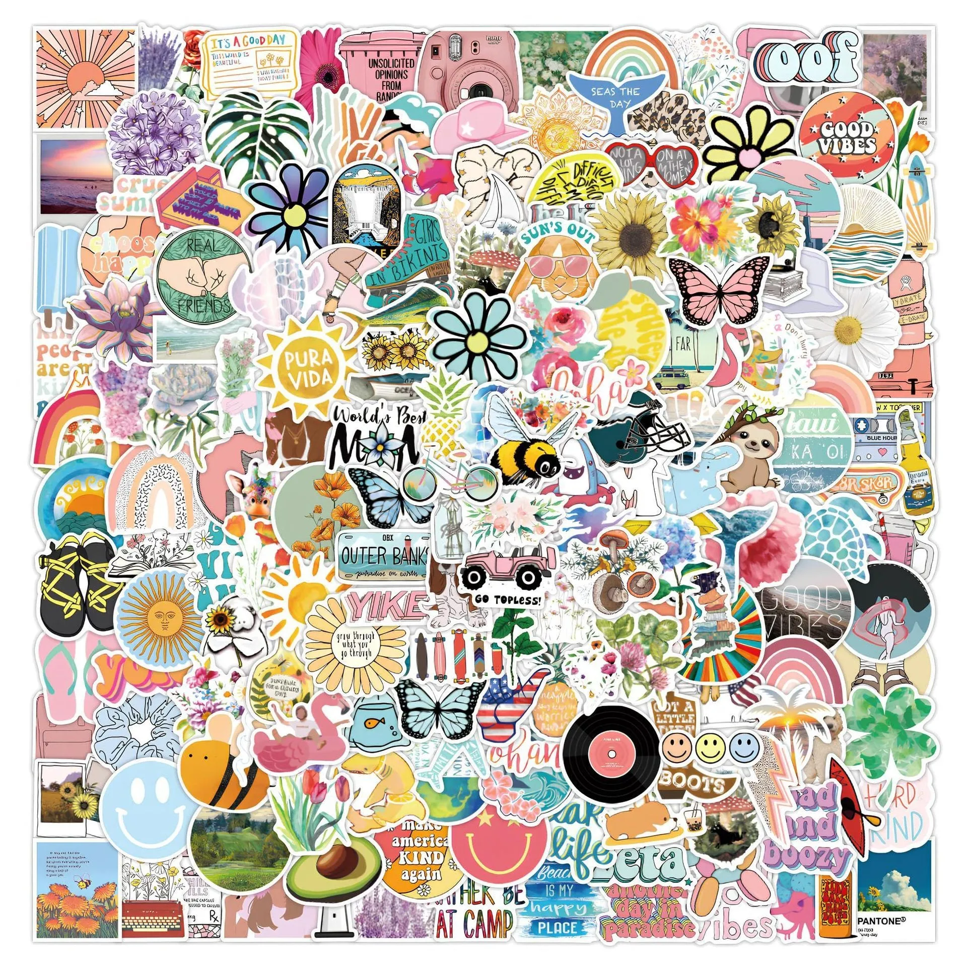 200-piece PVC waterproof style stickers for DIY luggage notebook decoration