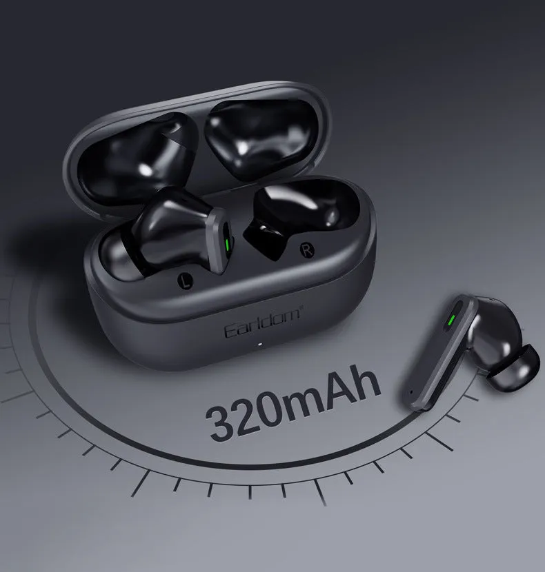 True wireless TWS38 Bluetooth earbuds in black and yellow with dual noise reduction, sports style
