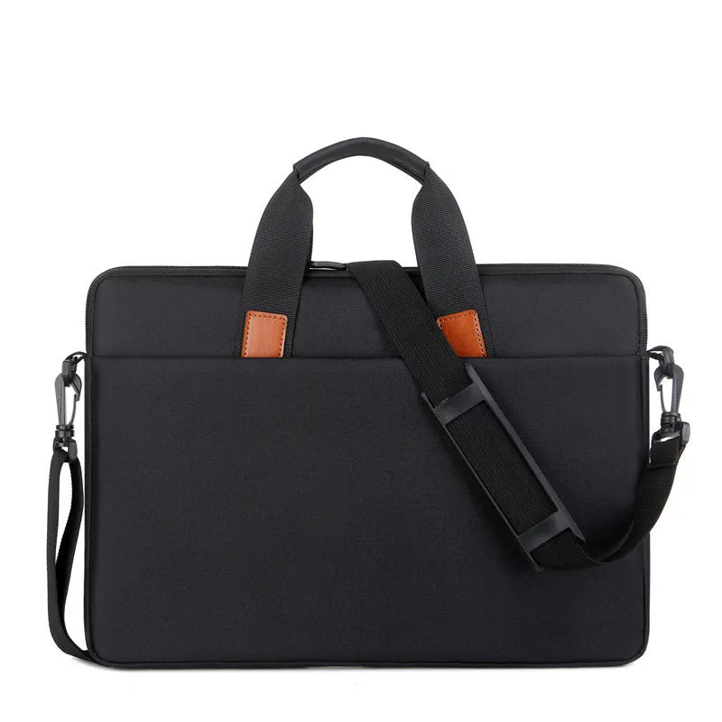 Oxford cloth one-shoulder laptop bag in black with shockproof large capacity design