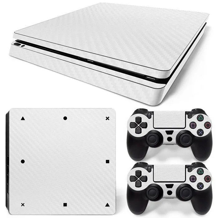 PS4 Slim carbon fiber console skin sticker with grinding yarn texture and HD print in black carbon fiber colour