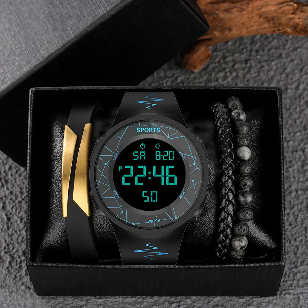 Quartz watch and bracelet set with 40mm alloy dial and strap pointer display