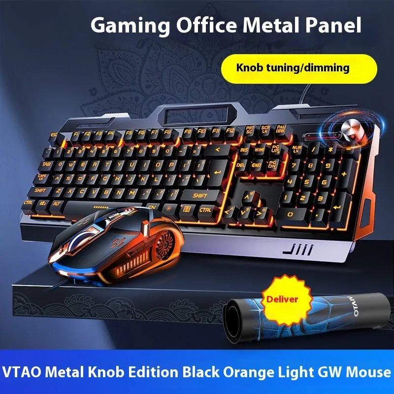 Silver Eagle V2G5 mechanical feeling keyboard with metal panel knob, white blue backlight, mouse and headset