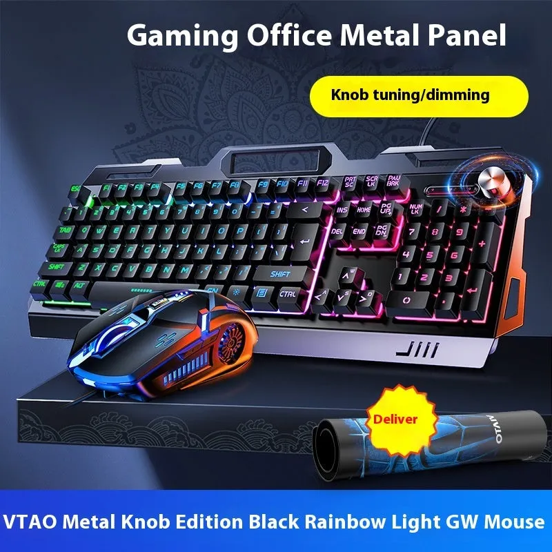 Silver Eagle V2G5 mechanical feeling keyboard with metal panel knob, white blue backlight, mouse and headset