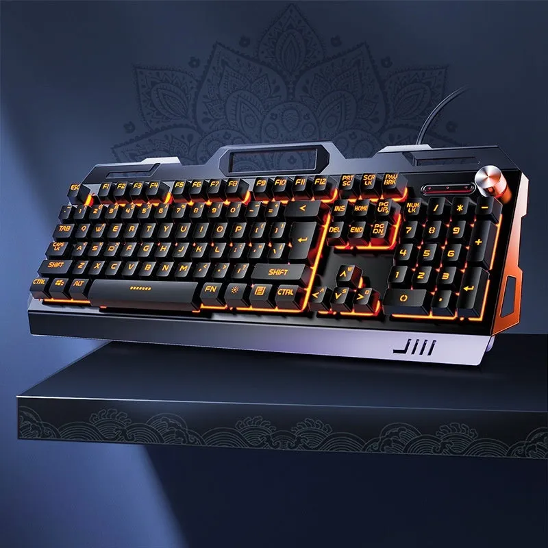 Silver Eagle V2G5 mechanical feeling keyboard with metal panel knob, white blue backlight, mouse and headset