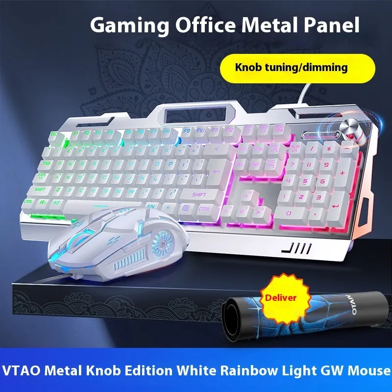 Silver Eagle V2G5 mechanical feeling keyboard with metal panel knob, white blue backlight, mouse and headset