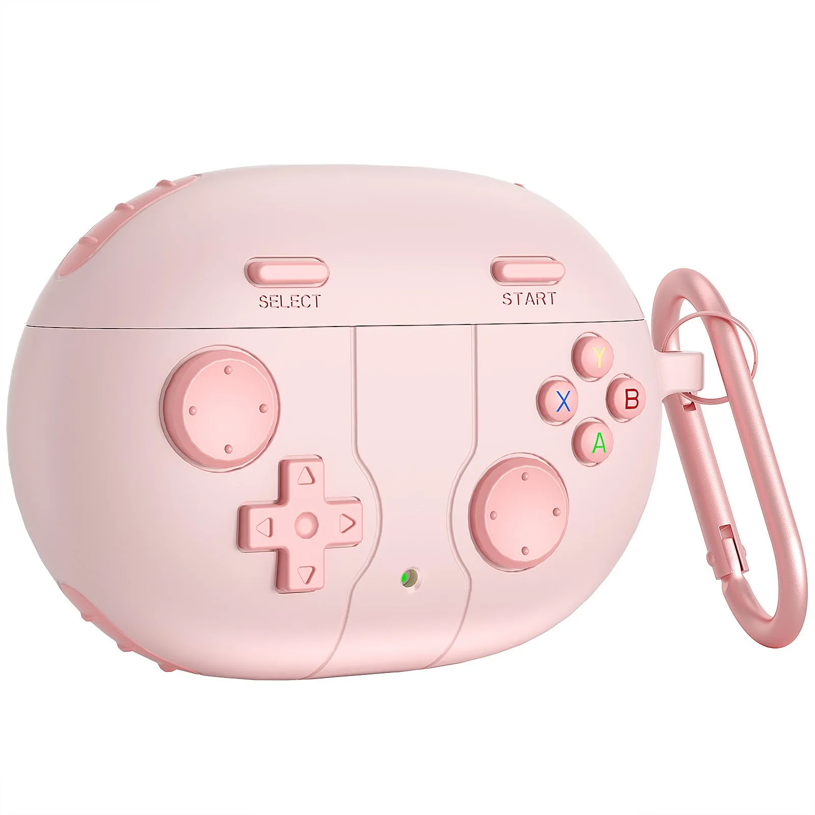 Silicone Bluetooth earphone cover for Beats Studio Buds in pink with embossed game machine pattern