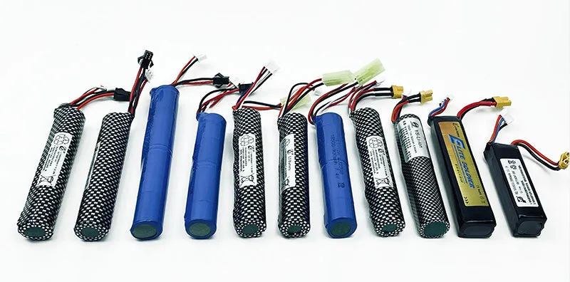 Replacement lithium battery for children's soft elastic air toy gun, 7.4V 900mAh or 11.1V 2000mAh, cylindrical cells with SM Odamiya XT30 Tamiya connectors