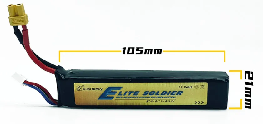 Replacement lithium battery for children's soft elastic air toy gun, 7.4V 900mAh or 11.1V 2000mAh, cylindrical cells with SM Odamiya XT30 Tamiya connectors