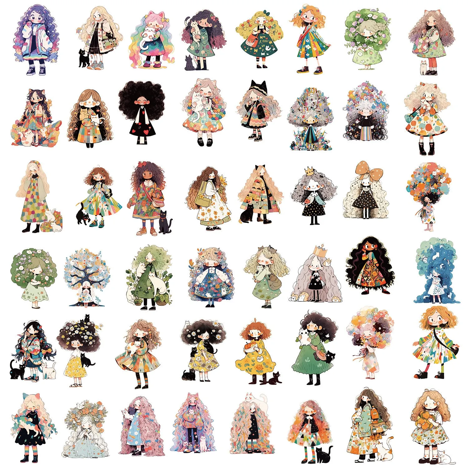 50 pack JDM car cartoon graffiti offset printed waterproof stickers for customisation