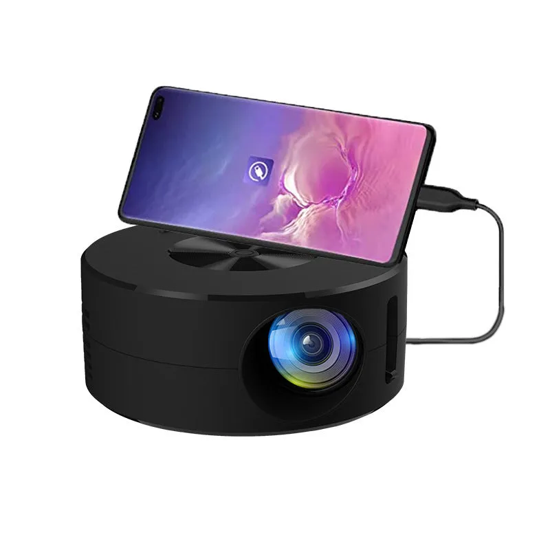 White portable wired same screen projector for mobile phones with remote control