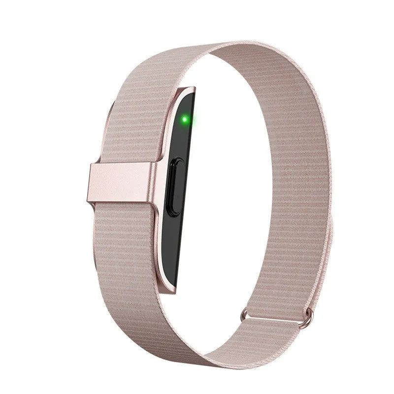 Smart bracelet in silver with heart rate blood pressure sleep and blood oxygen monitoring on display, waterproof sports design