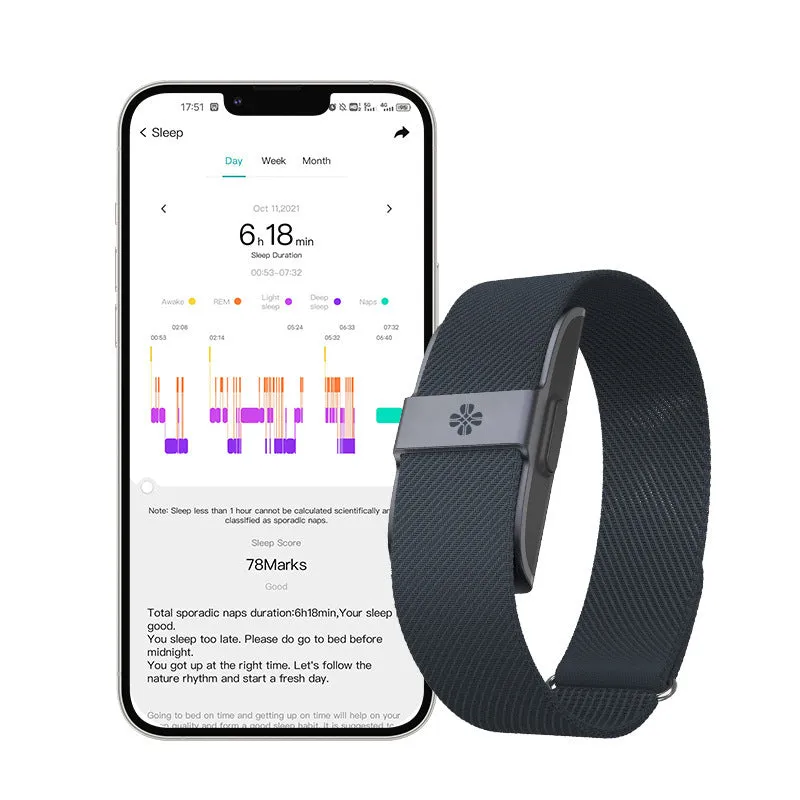 Smart bracelet in silver with heart rate blood pressure sleep and blood oxygen monitoring on display, waterproof sports design