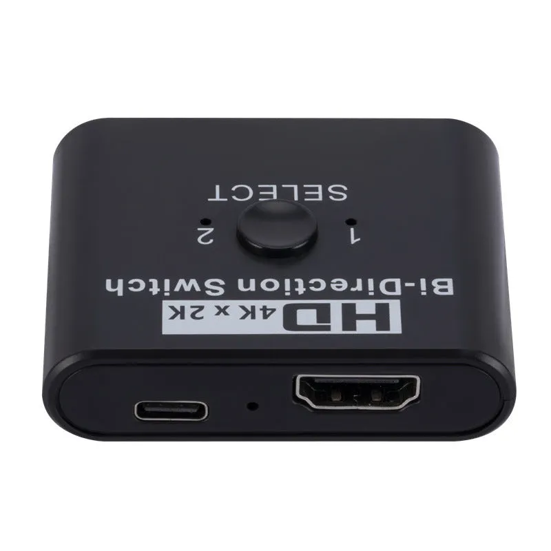 HDMI bidirectional AB switcher with switch button and two LED indicators, supports 8K 60Hz