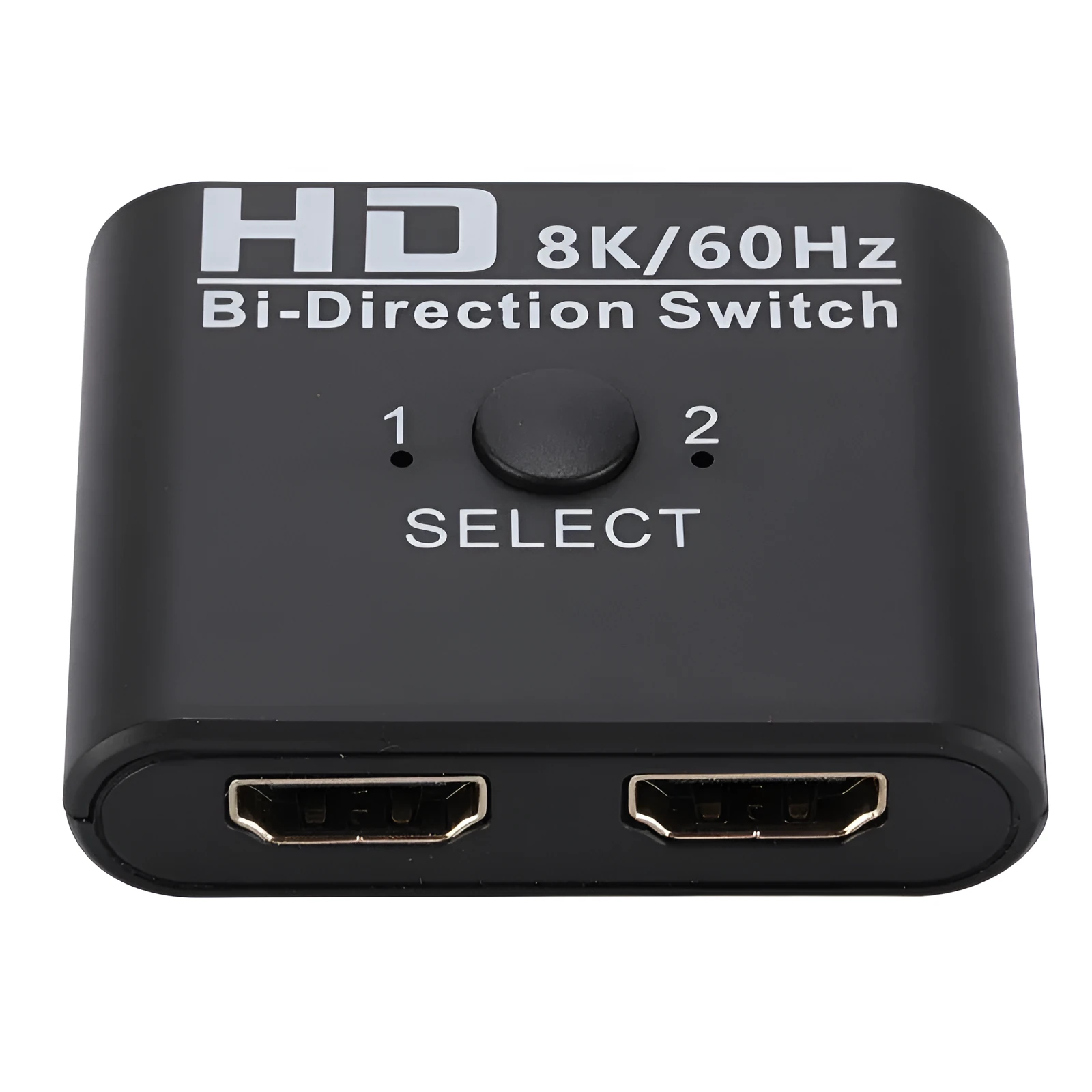 HDMI bidirectional AB switcher with switch button and two LED indicators, supports 8K 60Hz