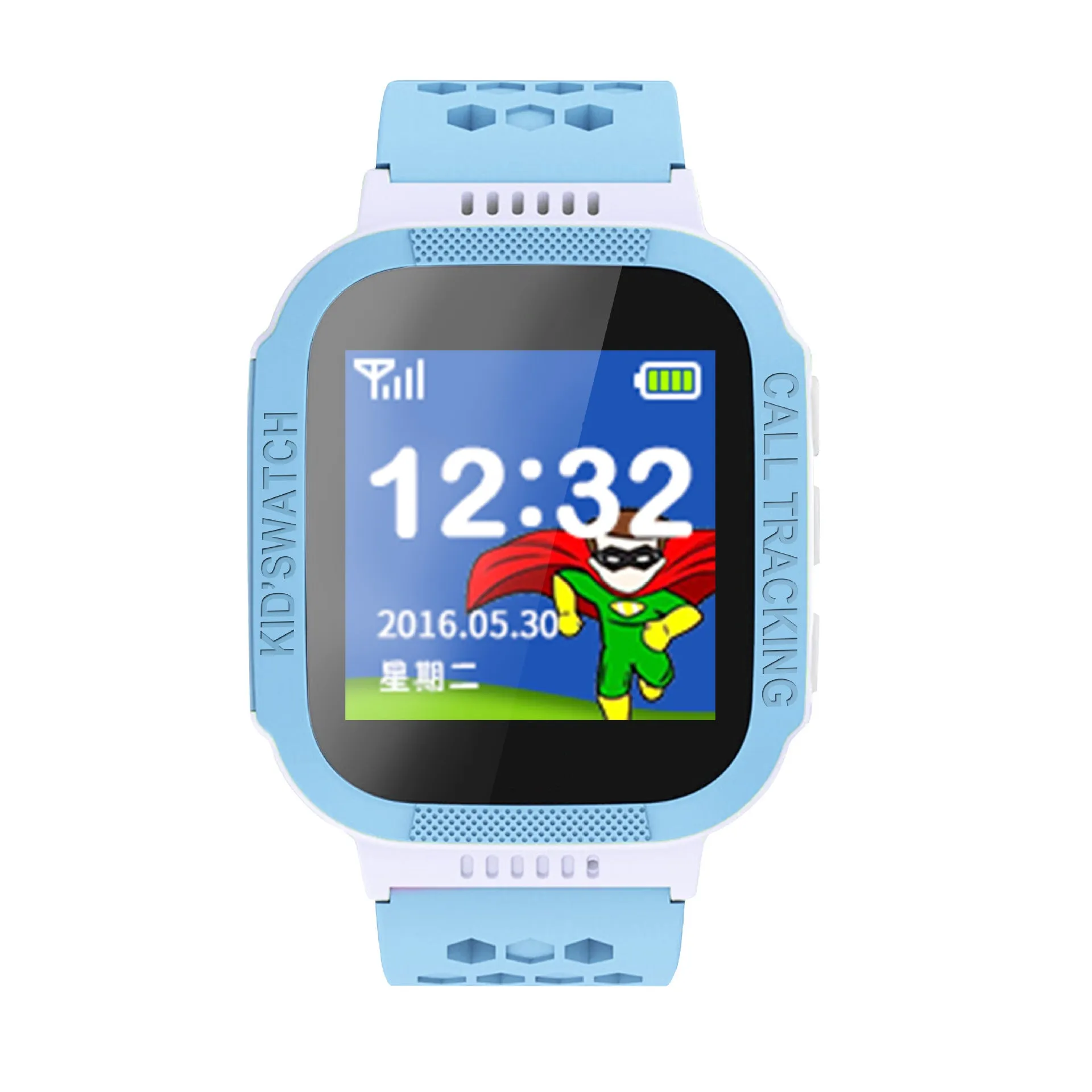 Blue children's phone watch with 1.44 inch IPS touchscreen display