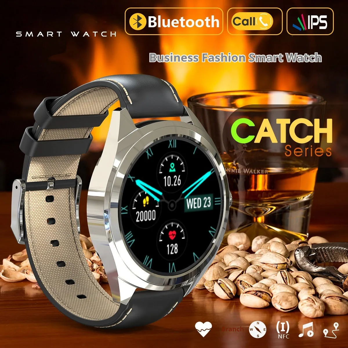 New S82i smart watch with silver silicone strap showing large HD screen and health monitoring features