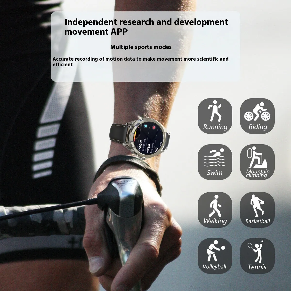 New S82i smart watch with silver silicone strap showing large HD screen and health monitoring features