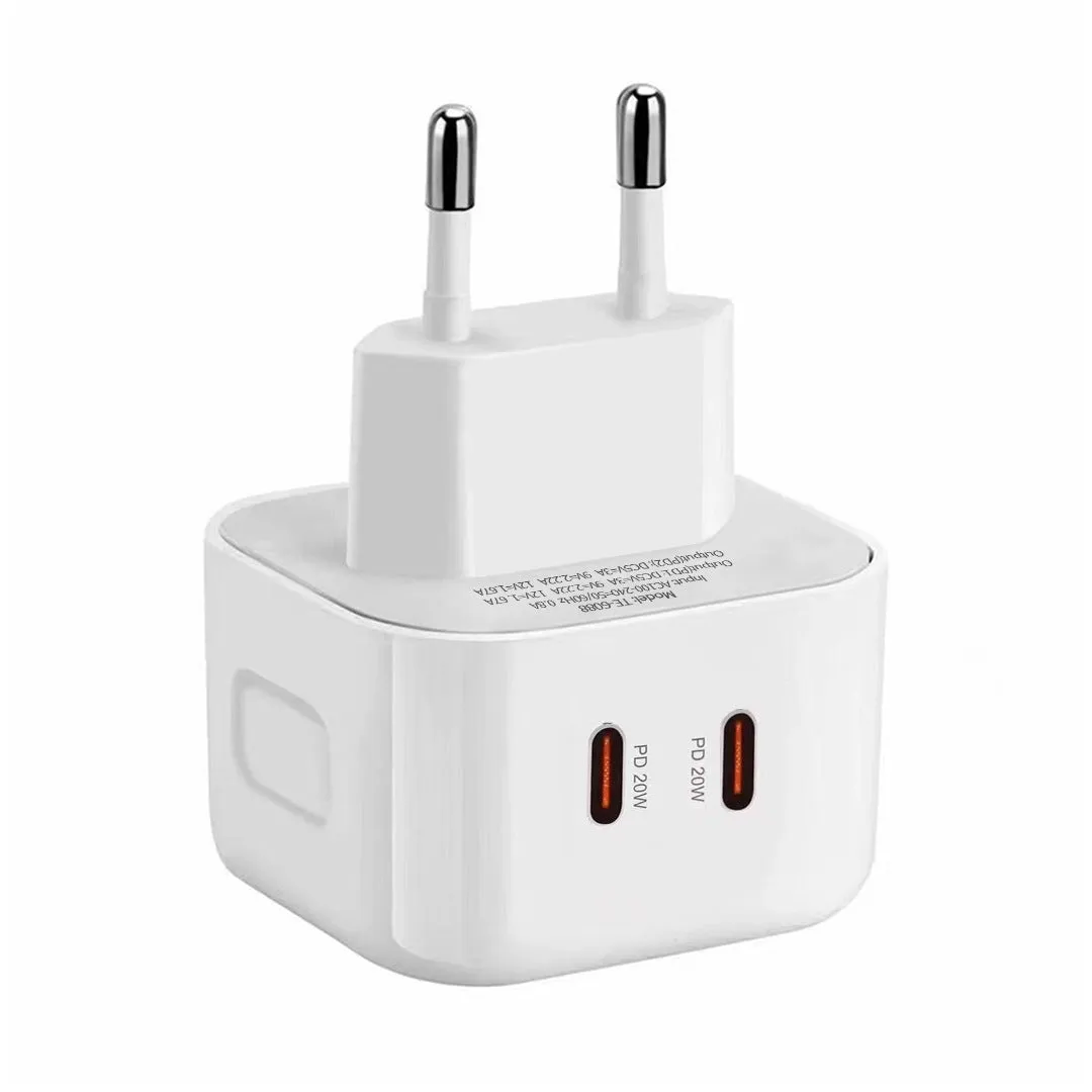 White PD40W Type-C fast charger head with compact design