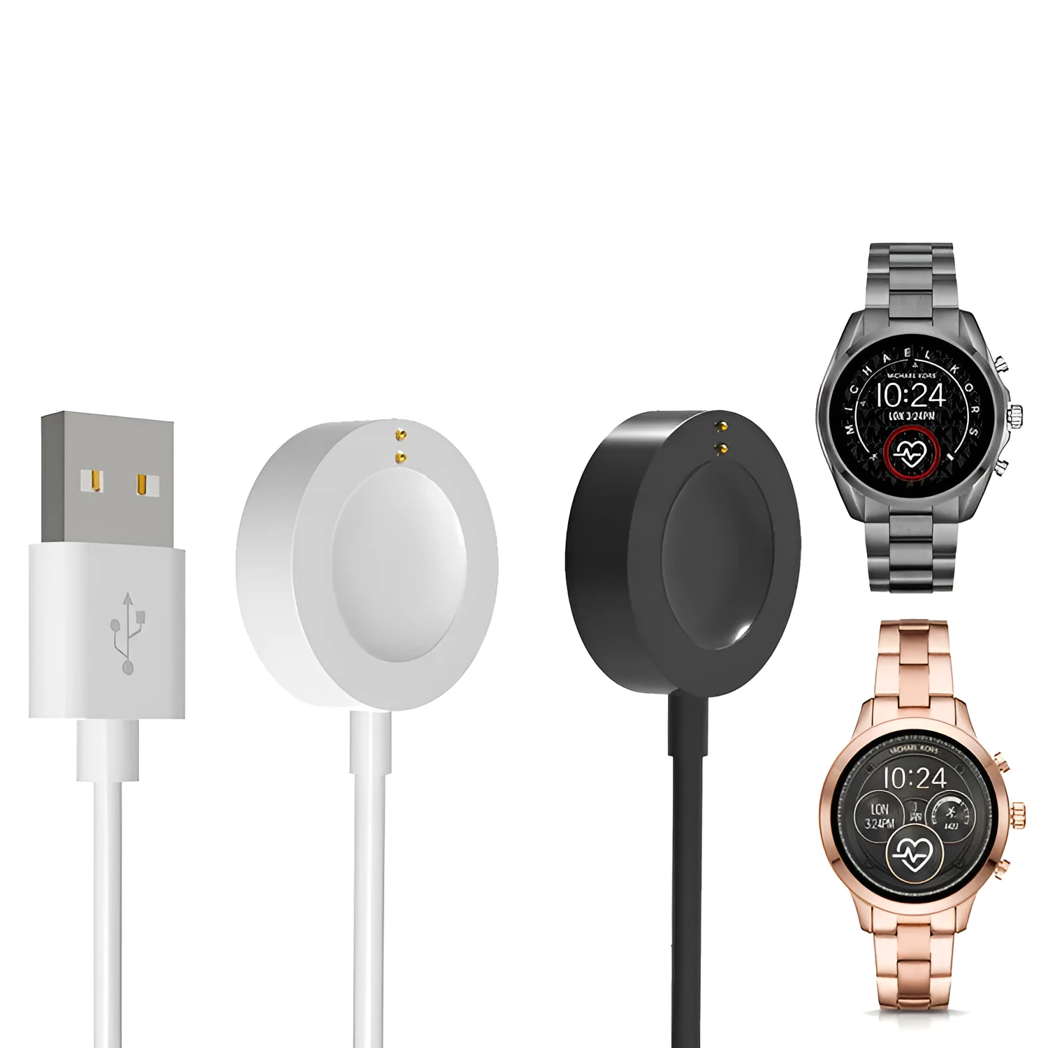 ABS 5E Smart Watch Charger Cable for Michael Kors, black colour, compact 8cm x 4cm x 1cm charger