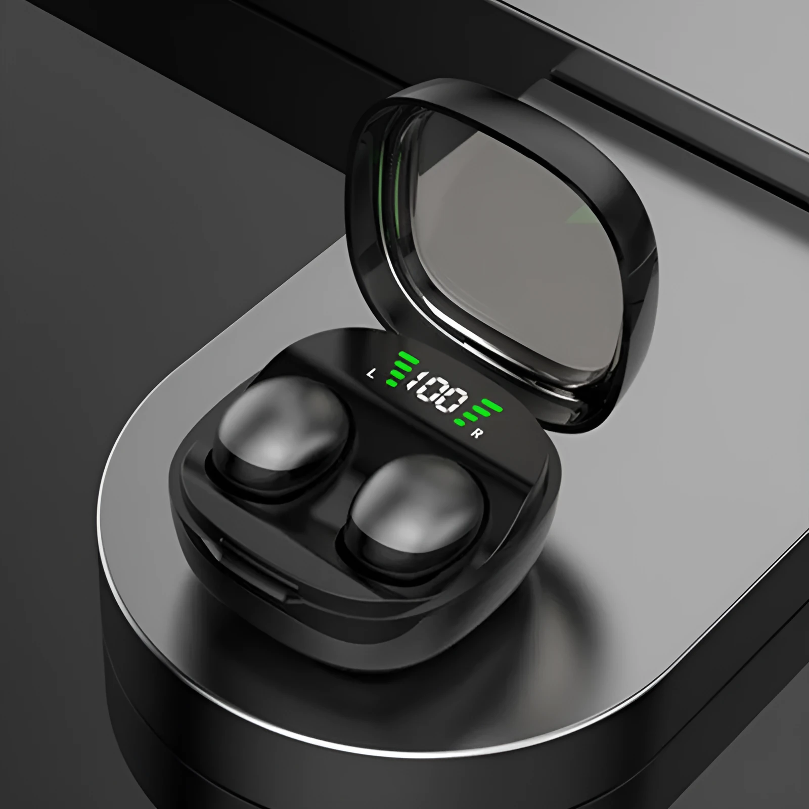 Mini13x Bluetooth headset with digital display, plastic in-ear design, black colour