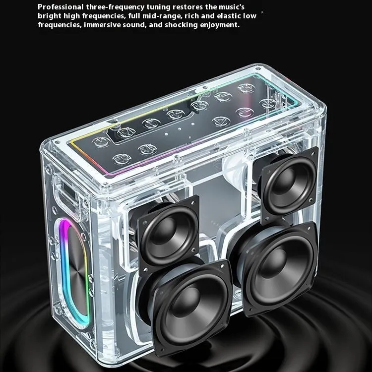 High-power outdoor karaoke Bluetooth audio with 100W dual microphone sound card in black
