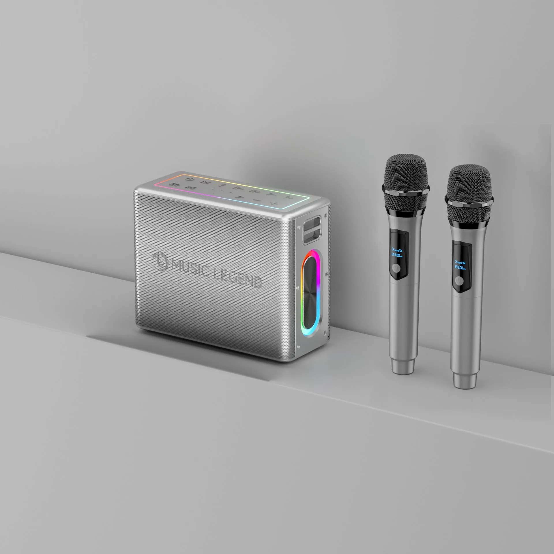 High-power outdoor karaoke Bluetooth audio with 100W dual microphone sound card in black