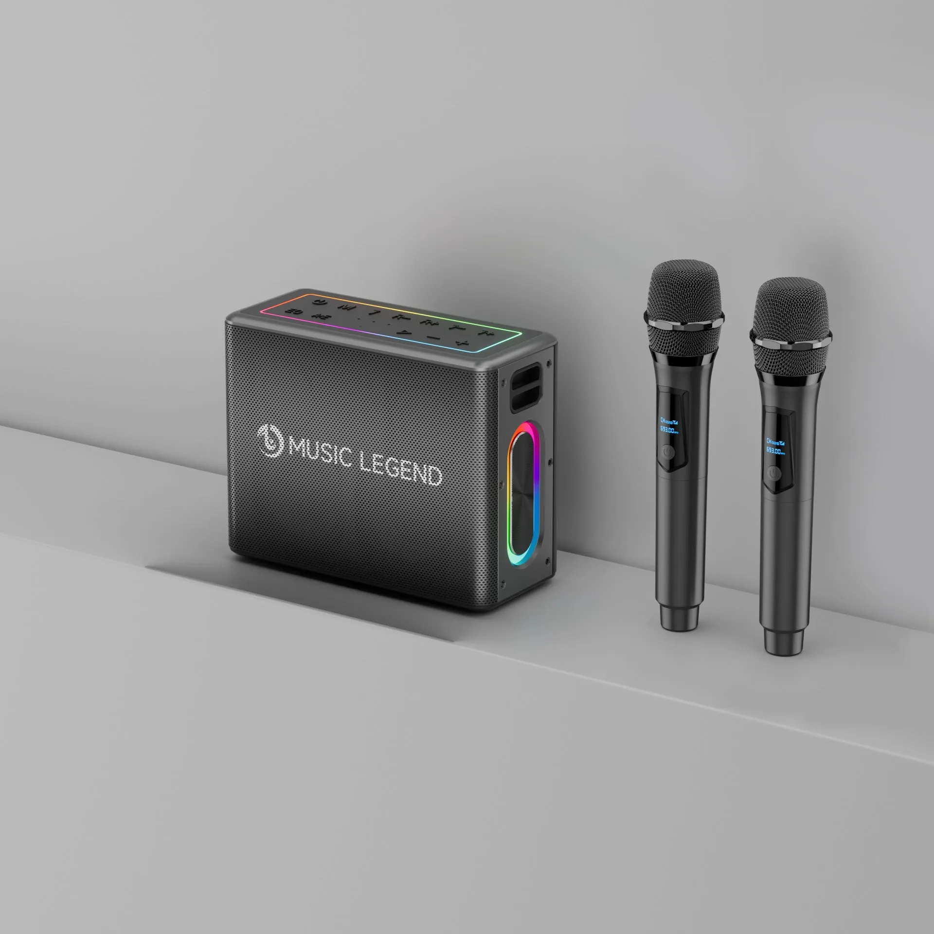 High-power outdoor karaoke Bluetooth audio with 100W dual microphone sound card in black