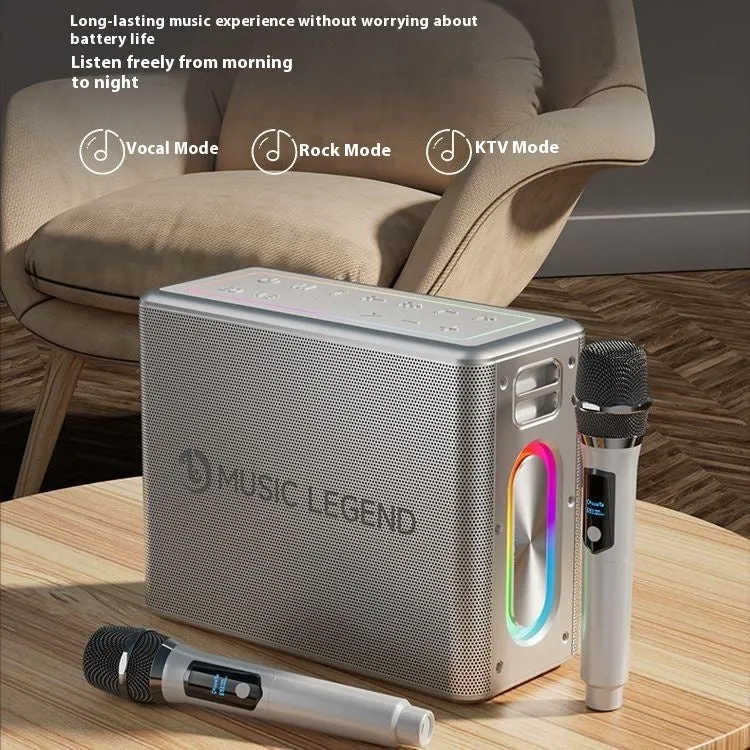 High-power outdoor karaoke Bluetooth audio with 100W dual microphone sound card in black