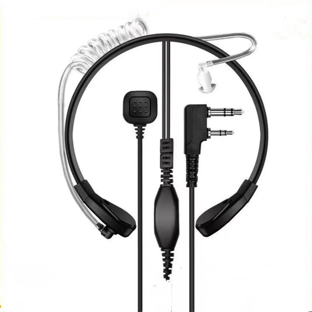 Wired in-ear walkie-talkie earpiece with microphone and PU cable, L-shaped plug, K Head Wide Mouth Double Hole colour