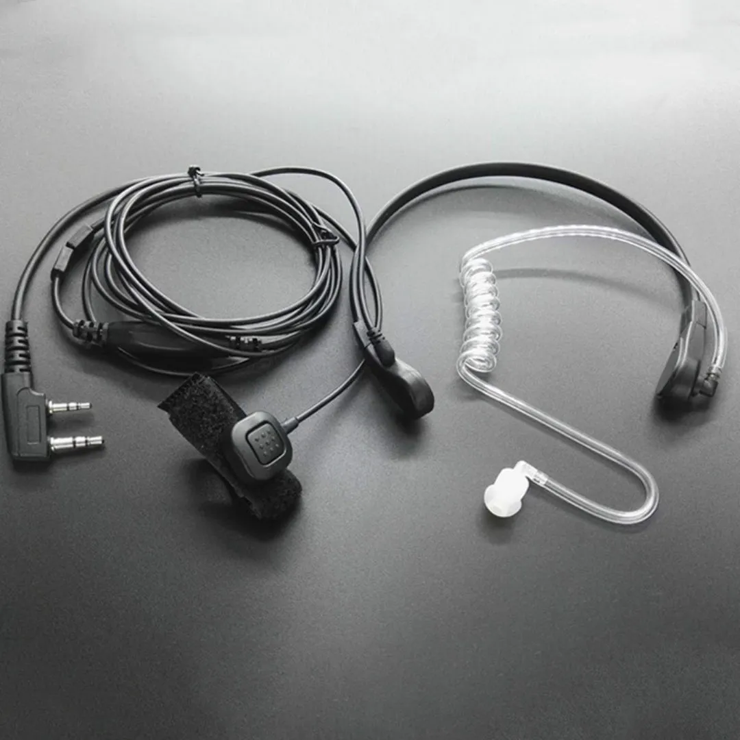Wired in-ear walkie-talkie earpiece with microphone and PU cable, L-shaped plug, K Head Wide Mouth Double Hole colour