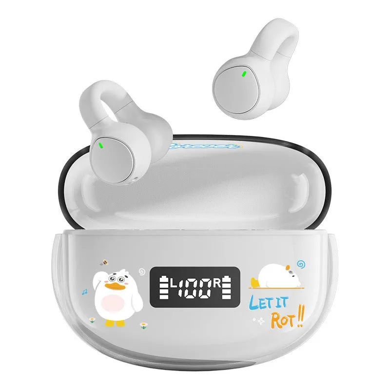 B105C wireless clip ear sports headphones in Black Goose colour with digital display and charging bay