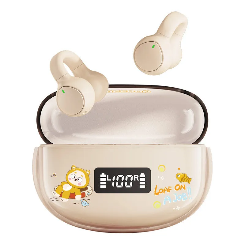 B105C wireless clip ear sports headphones in Black Goose colour with digital display and charging bay