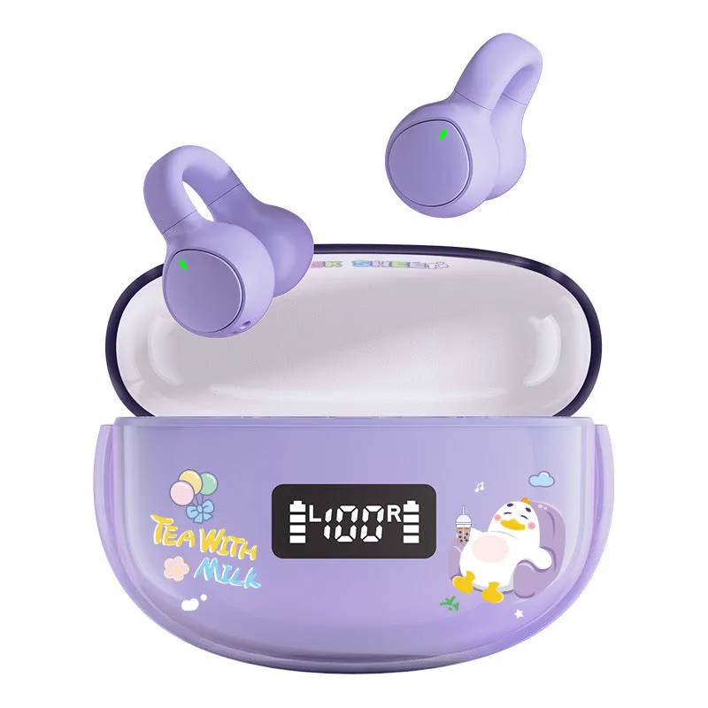 B105C wireless clip ear sports headphones in Black Goose colour with digital display and charging bay