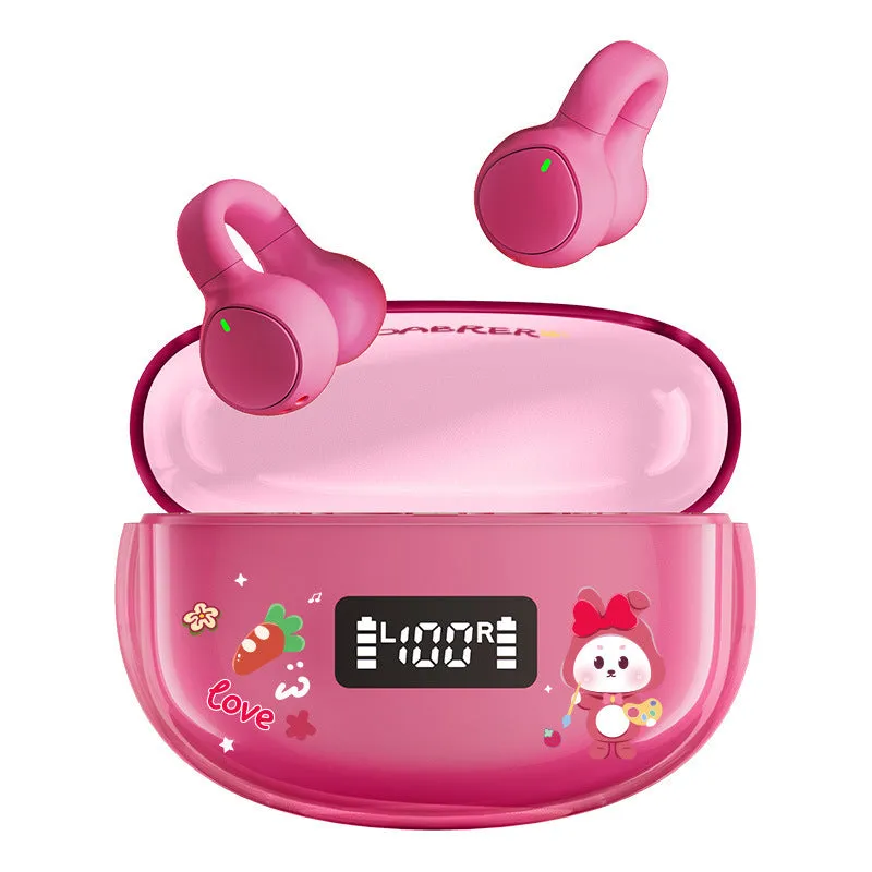 B105C wireless clip ear sports headphones in Black Goose colour with digital display and charging bay