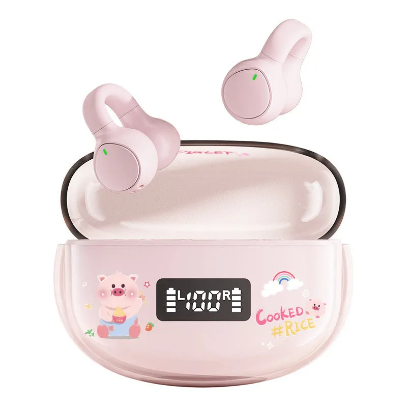B105C wireless clip ear sports headphones in Black Goose colour with digital display and charging bay