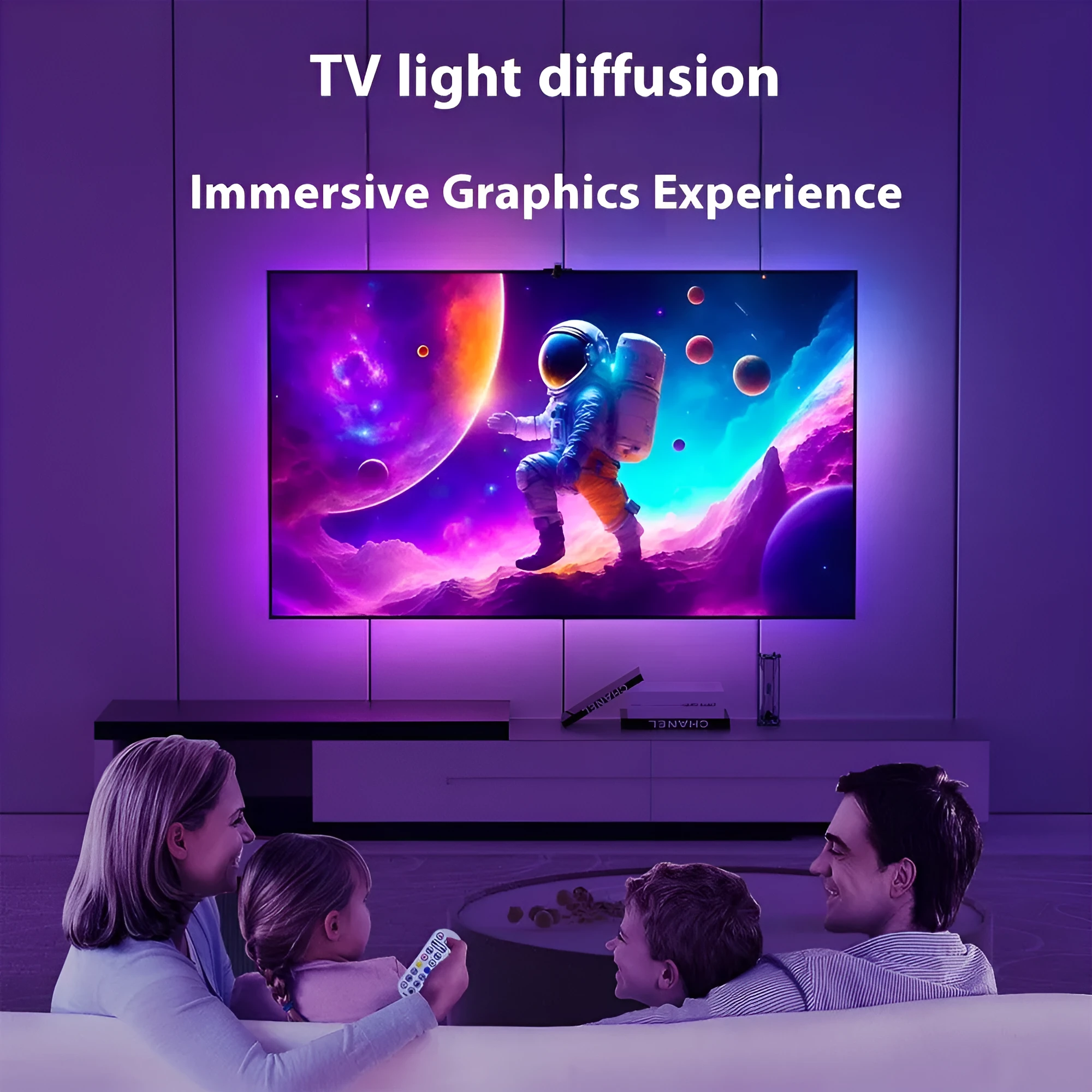 Sensor capture TV background light belt with 5050 LEDs, 30 per metre, Bluetooth APP control