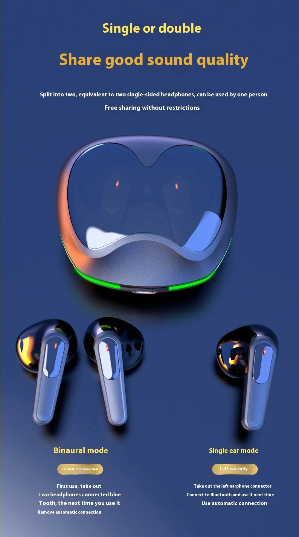 Black wireless in-ear Pro60 Bluetooth headset with Jerry 6983 D2 chip on a white background