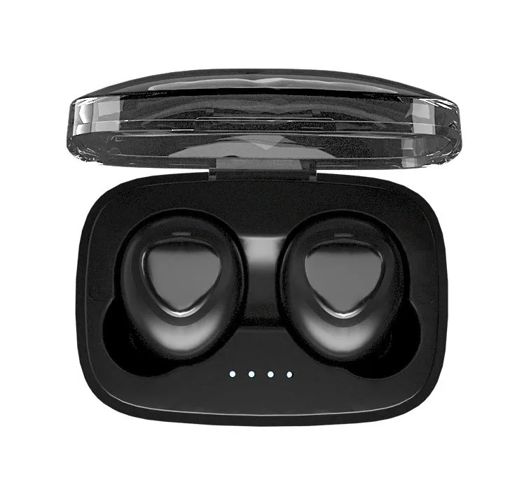 Bluetooth TWS sports mini wireless headset in black boxed packaging, ABS earplug style