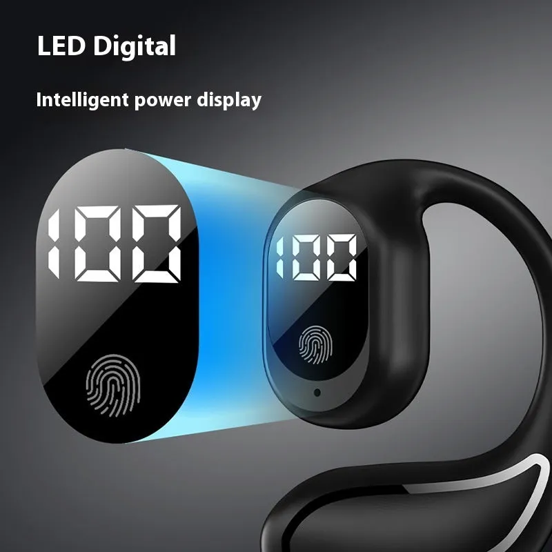 Wireless single-ear business sports headset with ear hook, PC ABS, black, 39x42x24mm