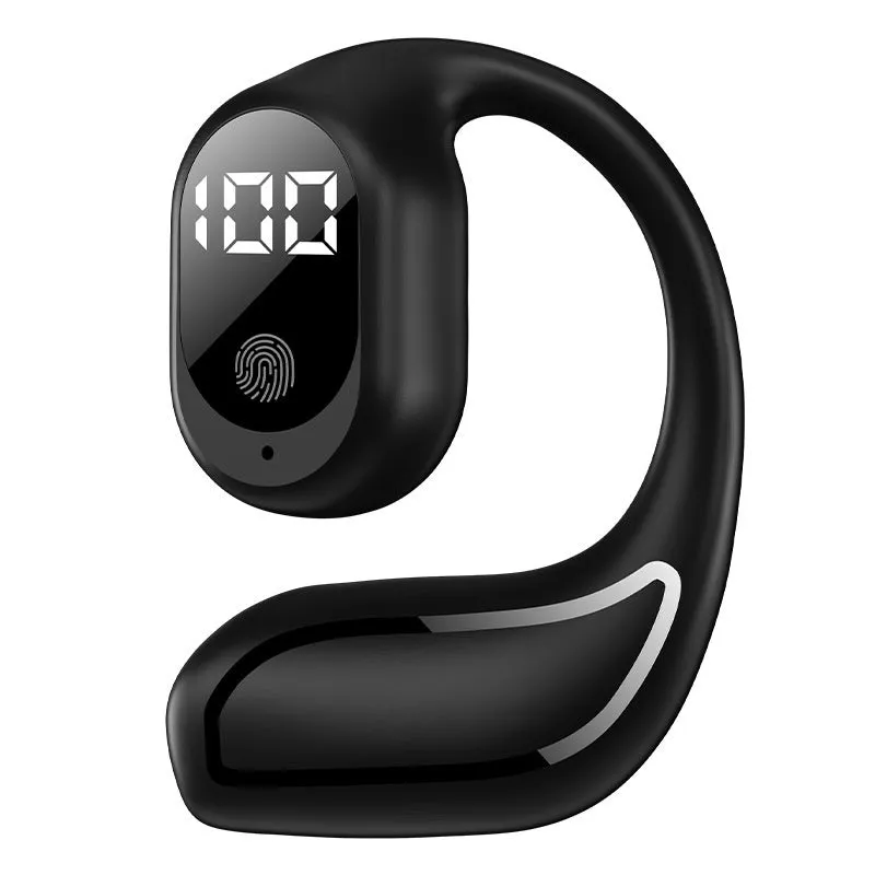 Wireless single-ear business sports headset with ear hook, PC ABS, black, 39x42x24mm