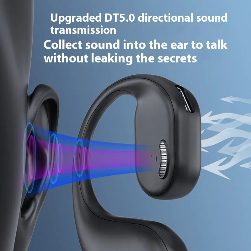 Wireless single-ear business sports headset with ear hook, PC ABS, black, 39x42x24mm
