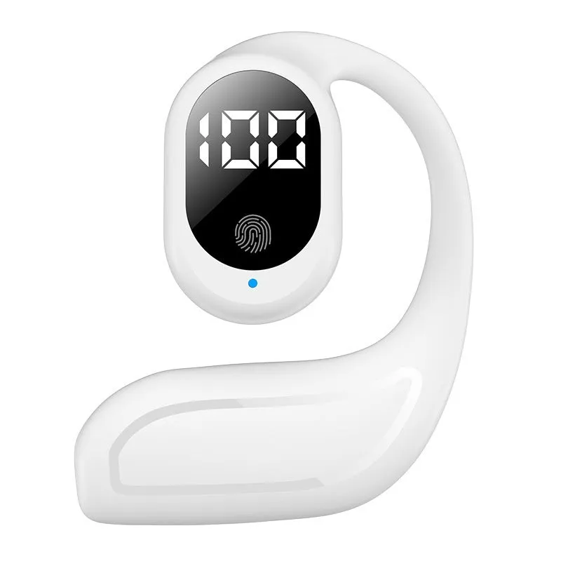 Wireless single-ear business sports headset with ear hook, PC ABS, black, 39x42x24mm