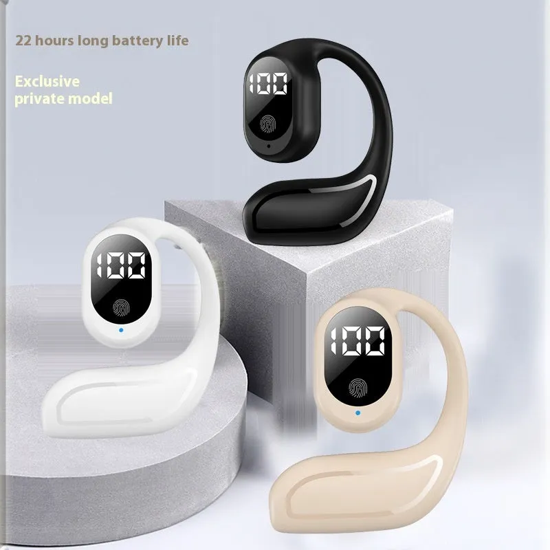 Wireless single-ear business sports headset with ear hook, PC ABS, black, 39x42x24mm