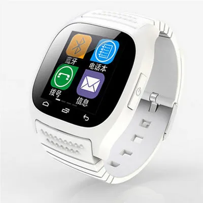 Smart Bluetooth sports watch in black, white, or blue colour with cross-platform iOS and Android compatibility
