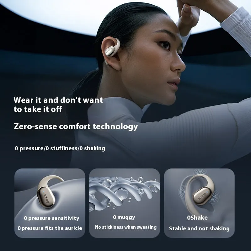 Wireless long endurance sports Bluetooth headset in black plastic with ear hook design