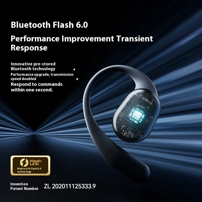 Wireless long endurance sports Bluetooth headset in black plastic with ear hook design