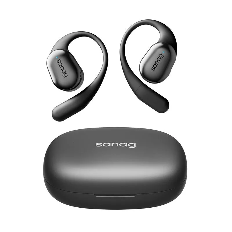 Wireless long endurance sports Bluetooth headset in black plastic with ear hook design
