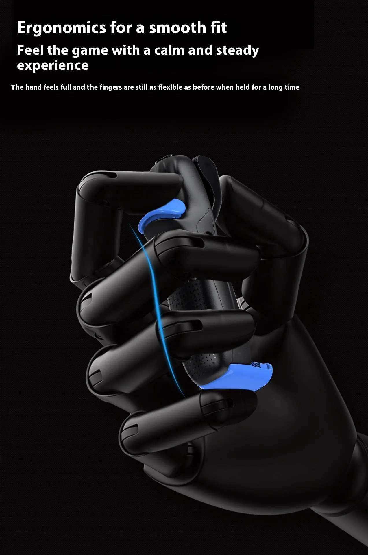 Blue mobile game controller with chicken eating button and Type-C connection for PUBG touch screen