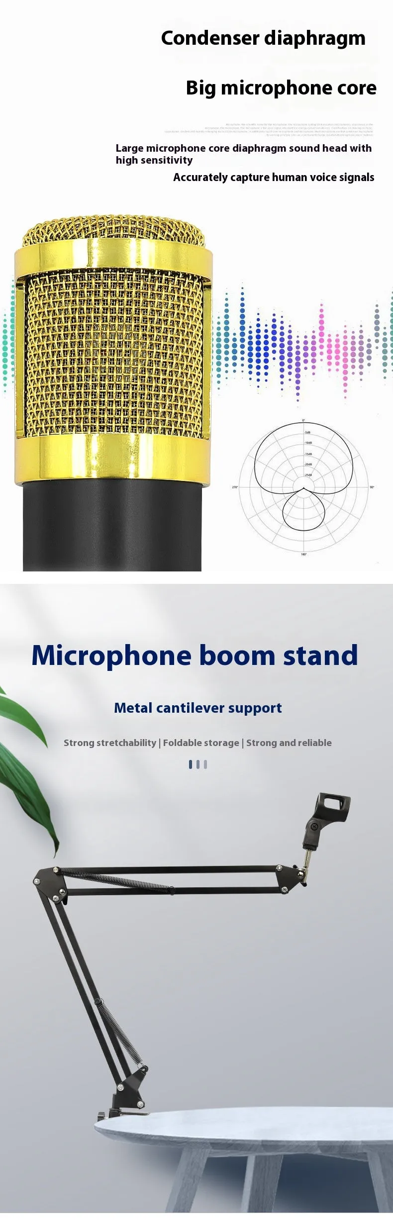 BM800 capacitor microphone set with cantilever bracket for wireless mobile phone recording